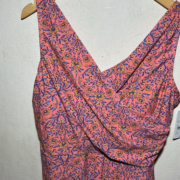 Lands End Women's Coral Floral Chlorine Resistant Wrap Swim Dress Size XL NWT - Picture 5 of 10